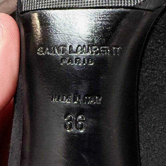 Saint Laurent Black Suede Paris 100 Pumps - Picture 11 of 11